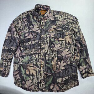 Trebark Shirt Mens XL Camo Long Sleeve Button Up Nylon Hunting Big Woods Pattern